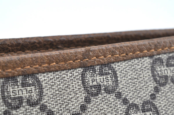 Authentic GUCCI GG Plus Clutch Hand Bag Purse GG PVC Leather Brown K5382