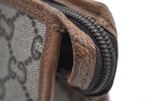 Authentic GUCCI GG Plus Clutch Hand Bag Purse GG PVC Leather Brown K5382