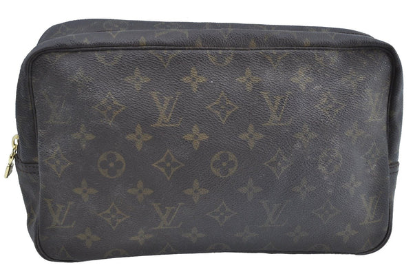 Auth Louis Vuitton Monogram Trousse Toilette 28 Clutch Hand Bag M47522 LV K5386