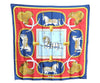 Authentic HERMES Carre 90 Scarf "Grand Apparat" Silk Blue Yellow Red K5387