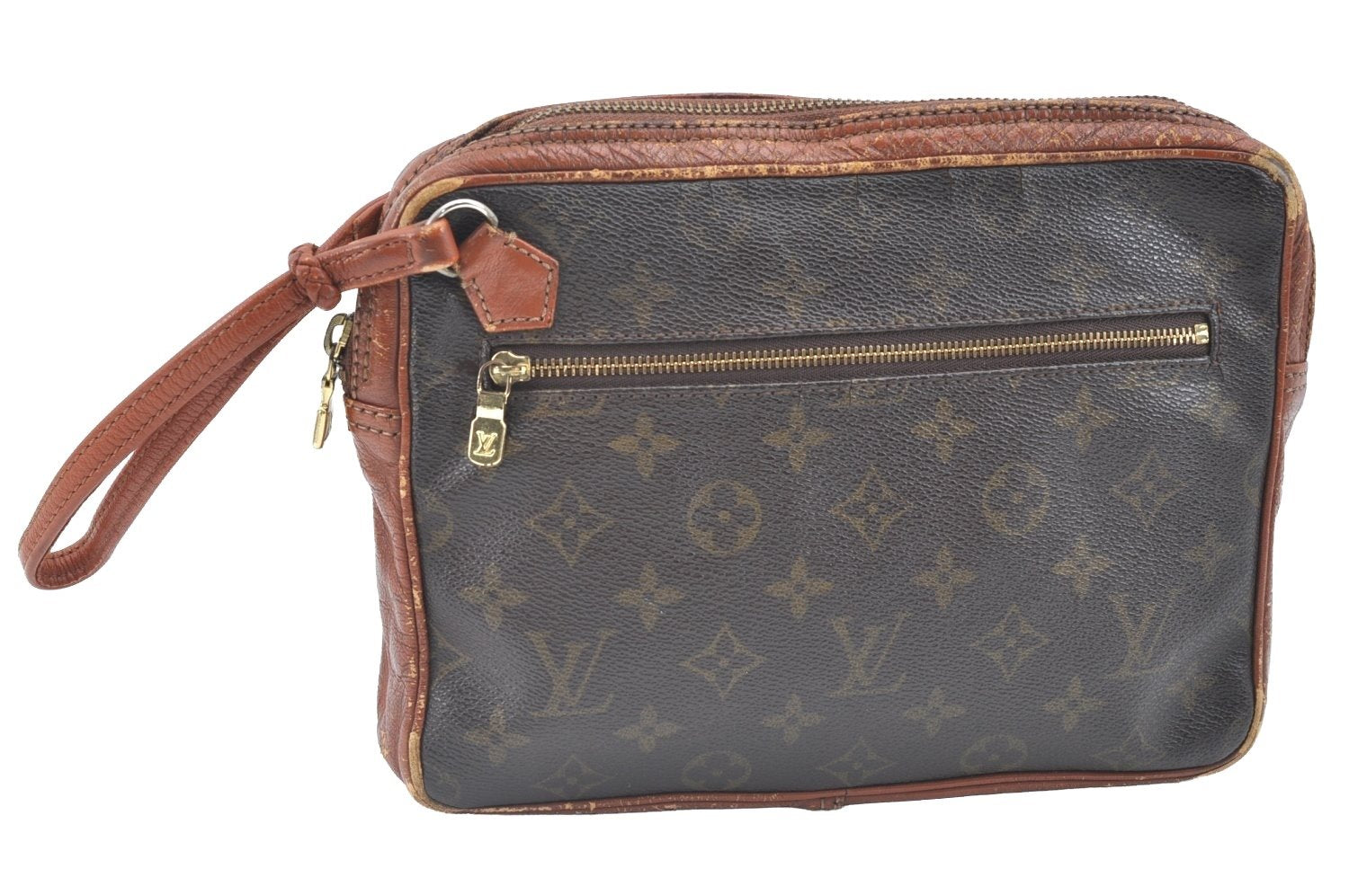 Authentic Louis Vuitton Monogram Pochette Sport Clutch Hand Bag Old Model K5415
