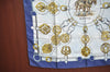 Authentic HERMES Carre 90 Scarf "Cuivreries" Silk Navy Blue K5427