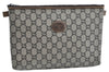 Authentic GUCCI GG Plus Clutch Hand Bag Purse GG PVC Leather Brown K5428