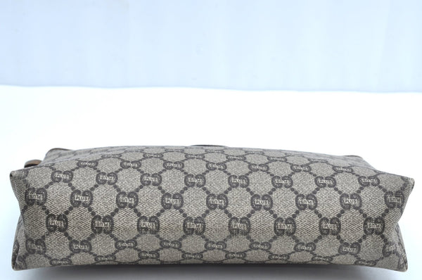 Authentic GUCCI GG Plus Clutch Hand Bag Purse GG PVC Leather Brown K5428