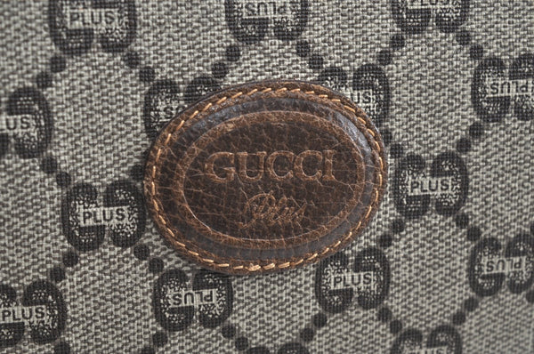 Authentic GUCCI GG Plus Clutch Hand Bag Purse GG PVC Leather Brown K5428