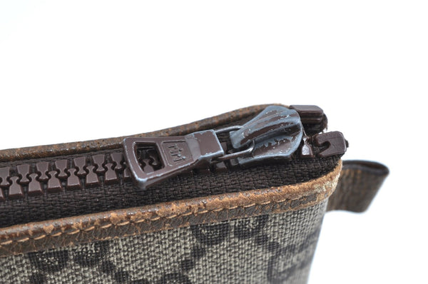 Authentic GUCCI GG Plus Clutch Hand Bag Purse GG PVC Leather Brown K5428