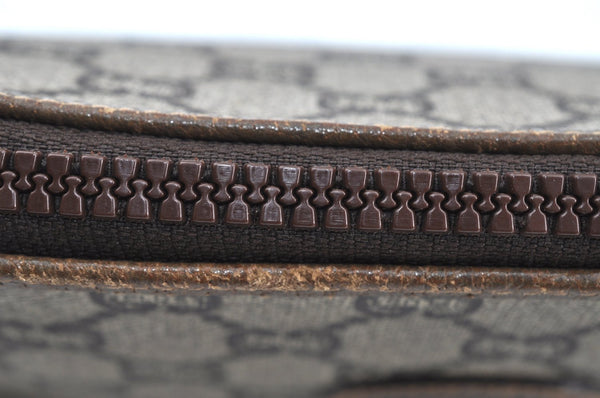 Authentic GUCCI GG Plus Clutch Hand Bag Purse GG PVC Leather Brown K5428