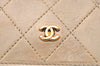 Authentic CHANEL Lamb Skin Matelasse Chain Shoulder Bag Purse Beige CC K5429