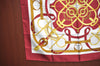 Authentic HERMES Carre 90 Scarf "Eperon d'or" Silk Bordeaux Red K5452