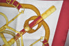 Authentic HERMES Carre 90 Scarf "Eperon d'or" Silk Bordeaux Red K5452