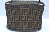 Authentic FENDI Zucca Vanity Bag Pouch Nylon Leather Brown K5464