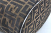 Authentic FENDI Zucca Vanity Bag Pouch Nylon Leather Brown K5464