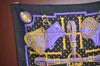 Authentic HERMES Carre 90 Scarf "SELLES A HOUSSE" Silk Black Purple Gold K5467