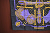 Authentic HERMES Carre 90 Scarf "SELLES A HOUSSE" Silk Black Purple Gold K5467