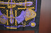 Authentic HERMES Carre 90 Scarf "SELLES A HOUSSE" Silk Black Purple Gold K5467