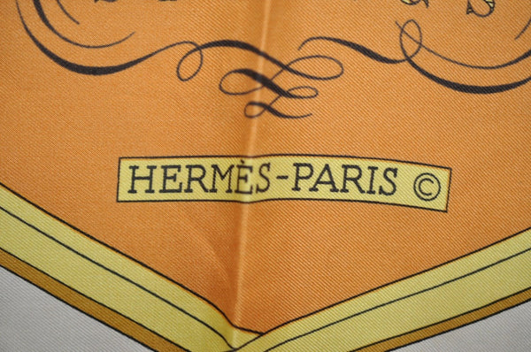 Authentic HERMES Carre 90 Scarf "SPRINGS" Silk Brown Gold K5480