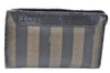 Authentic FENDI Pequin Clutch Hand Bag Purse PVC Leather Brown Black K5483