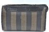 Authentic FENDI Pequin Clutch Hand Bag Purse PVC Leather Brown Black K5483