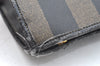 Authentic FENDI Pequin Clutch Hand Bag Purse PVC Leather Brown Black K5483