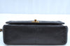 Authentic CHANEL Lamb Skin Turnlock Matelasse Shoulder Cross Bag Black K5493