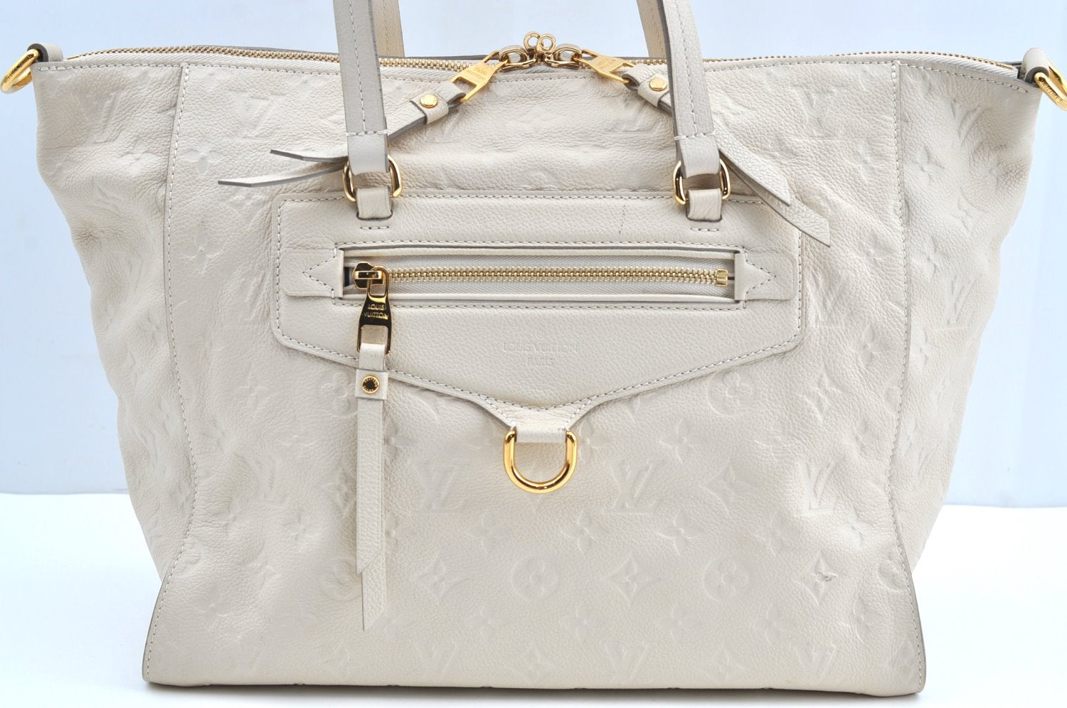 Auth Louis Vuitton Monogram Empreinte Lumineuse PM Tote Bag M93411 White K5498