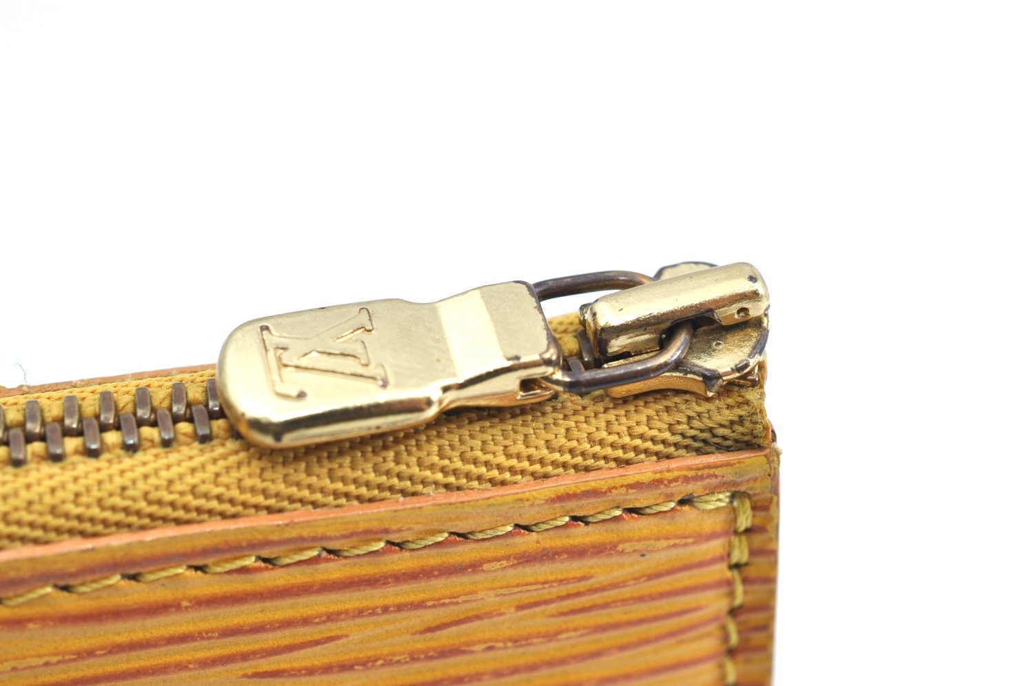 Authentic Louis Vuitton Epi Pochette Accessoires Pouch Yellow M52959 LV K5499