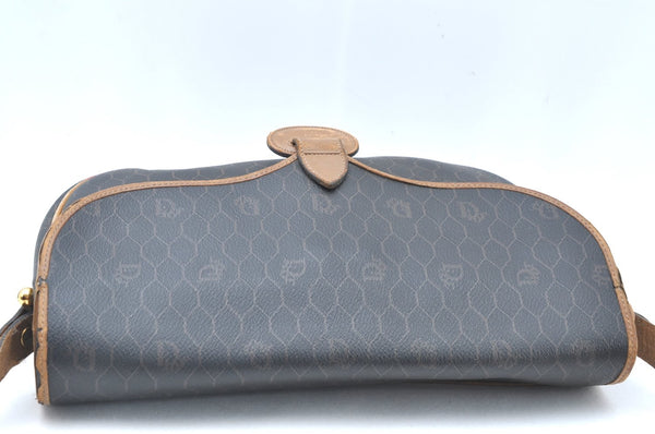 Authentic Christian Dior Honeycomb Shoulder Cross Bag PVC Leather Black CD K5502
