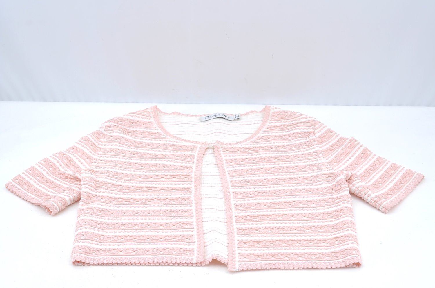 Authentic Christian Dior Cardigan Rayon USA Size 6 Light Pink CD K5523