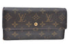 Authentic Louis Vuitton Monogram Portefeuille International M61217 Wallet K5527