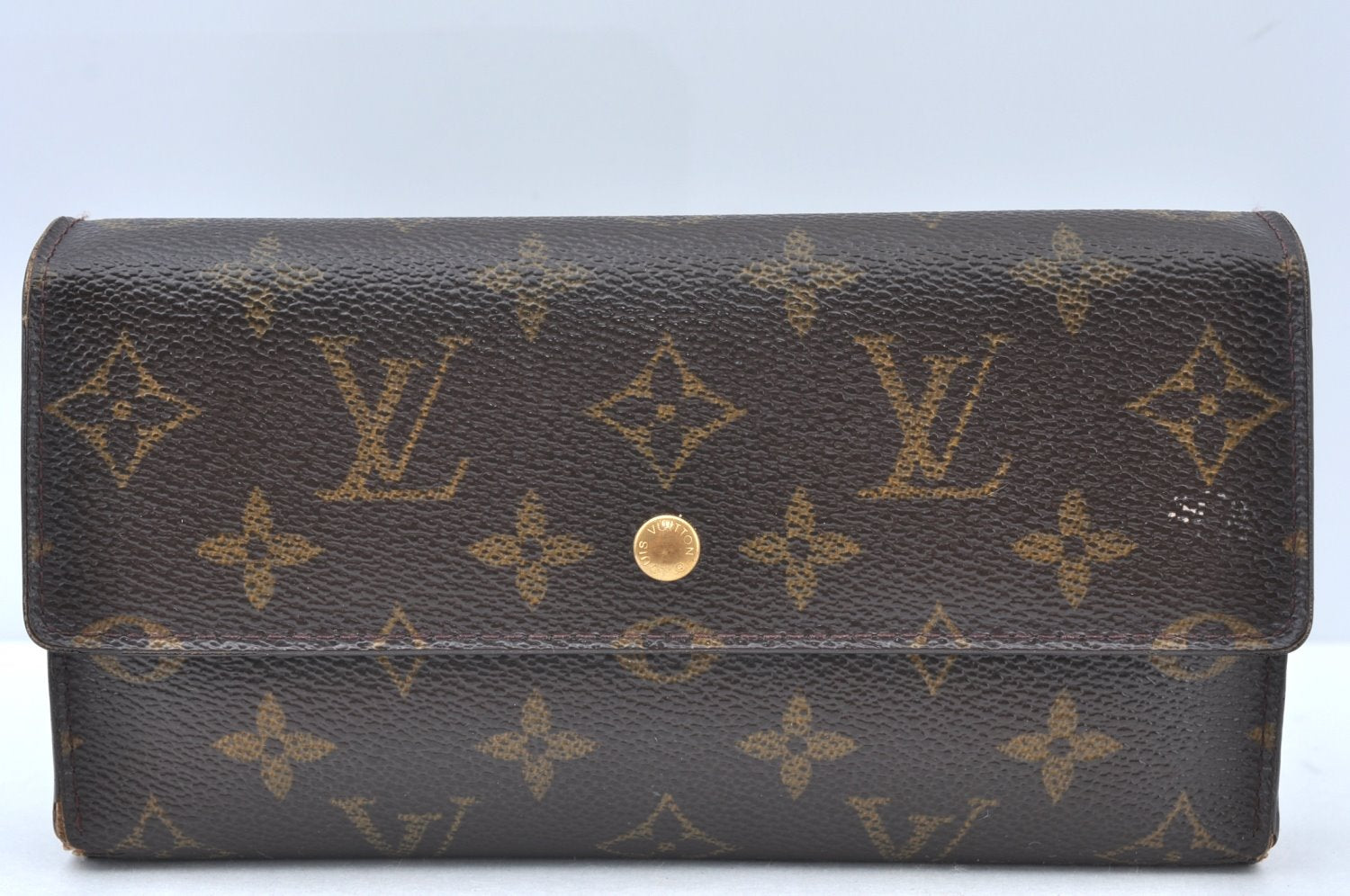 Authentic Louis Vuitton Monogram Portefeuille International M61217 Wallet K5527