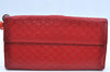 Authentic GUCCI Micro Guccissima Charm Leather Long Wallet 282540 Red K5528