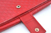 Authentic GUCCI Micro Guccissima Charm Leather Long Wallet 282540 Red K5528