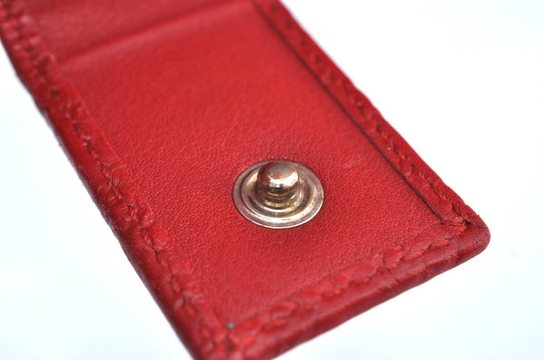 Authentic GUCCI Micro Guccissima Charm Leather Long Wallet 282540 Red K5528