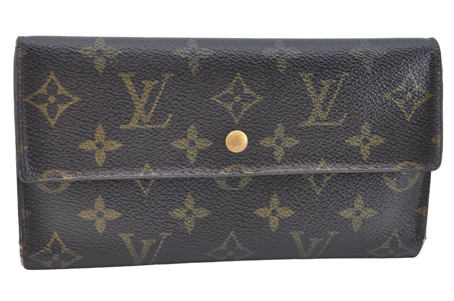 Authentic Louis Vuitton Monogram Portefeuille International M61217 Wallet K5529