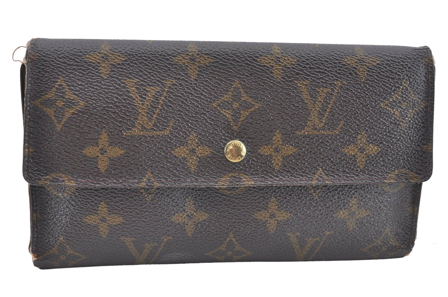 Authentic Louis Vuitton Monogram Portefeuille International M61217 Wallet K5531