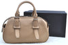 Authentic BURBERRY Vintage Leather Hand Bag Purse Beige Box K5534