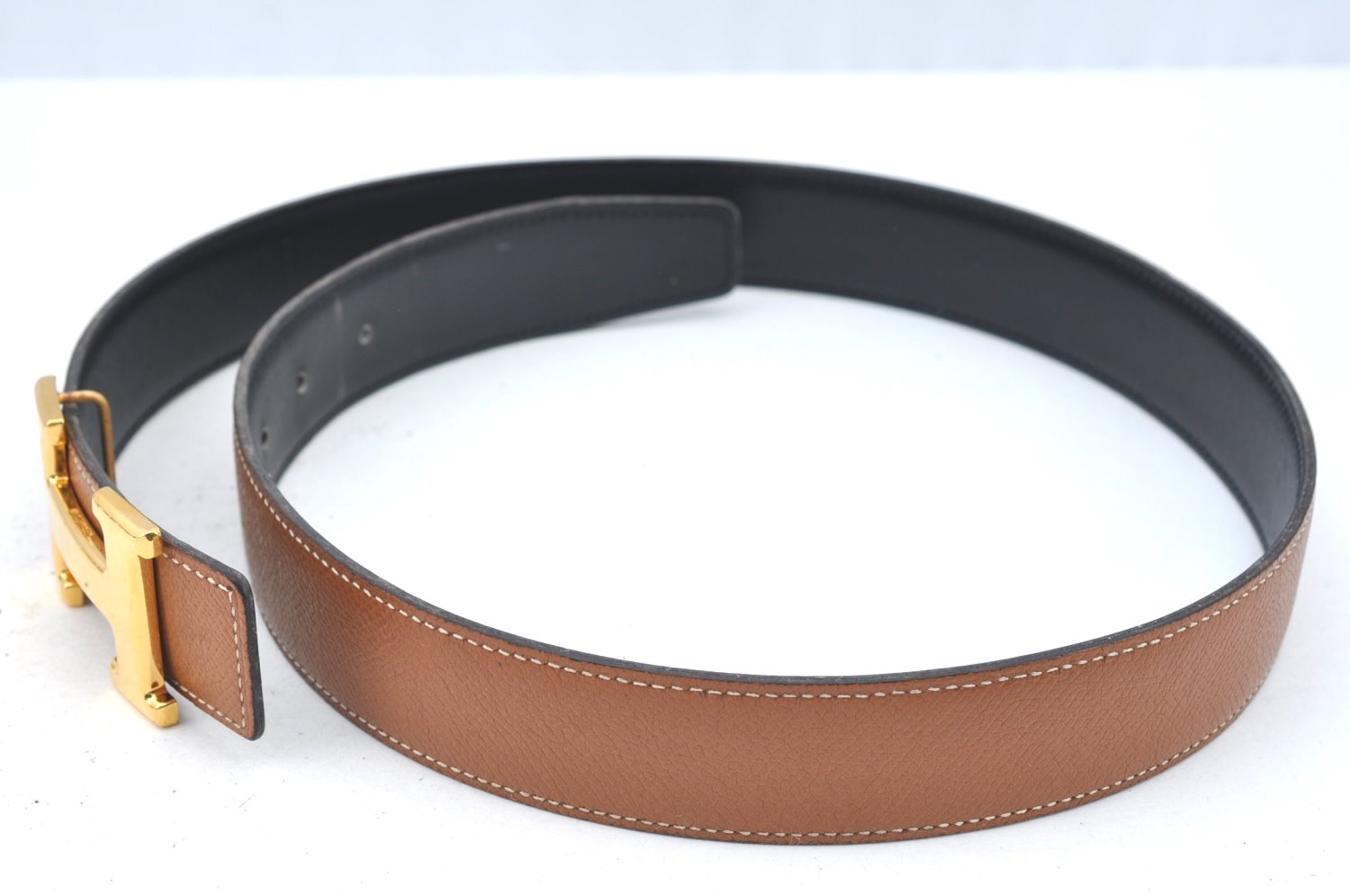 Authentic HERMES Constance Leather Belt Size 75cm 29.5