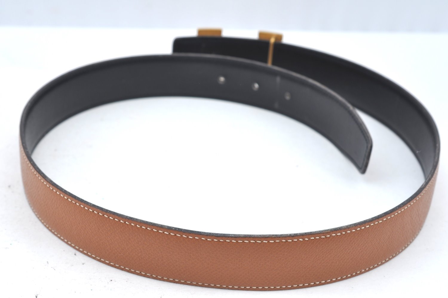 Authentic HERMES Constance Leather Belt Size 75cm 29.5