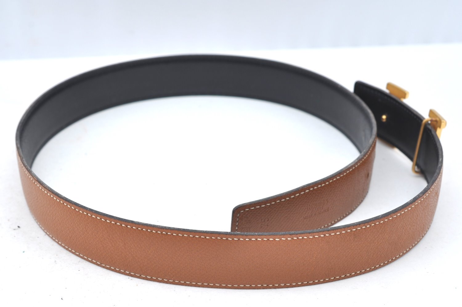 Authentic HERMES Constance Leather Belt Size 75cm 29.5