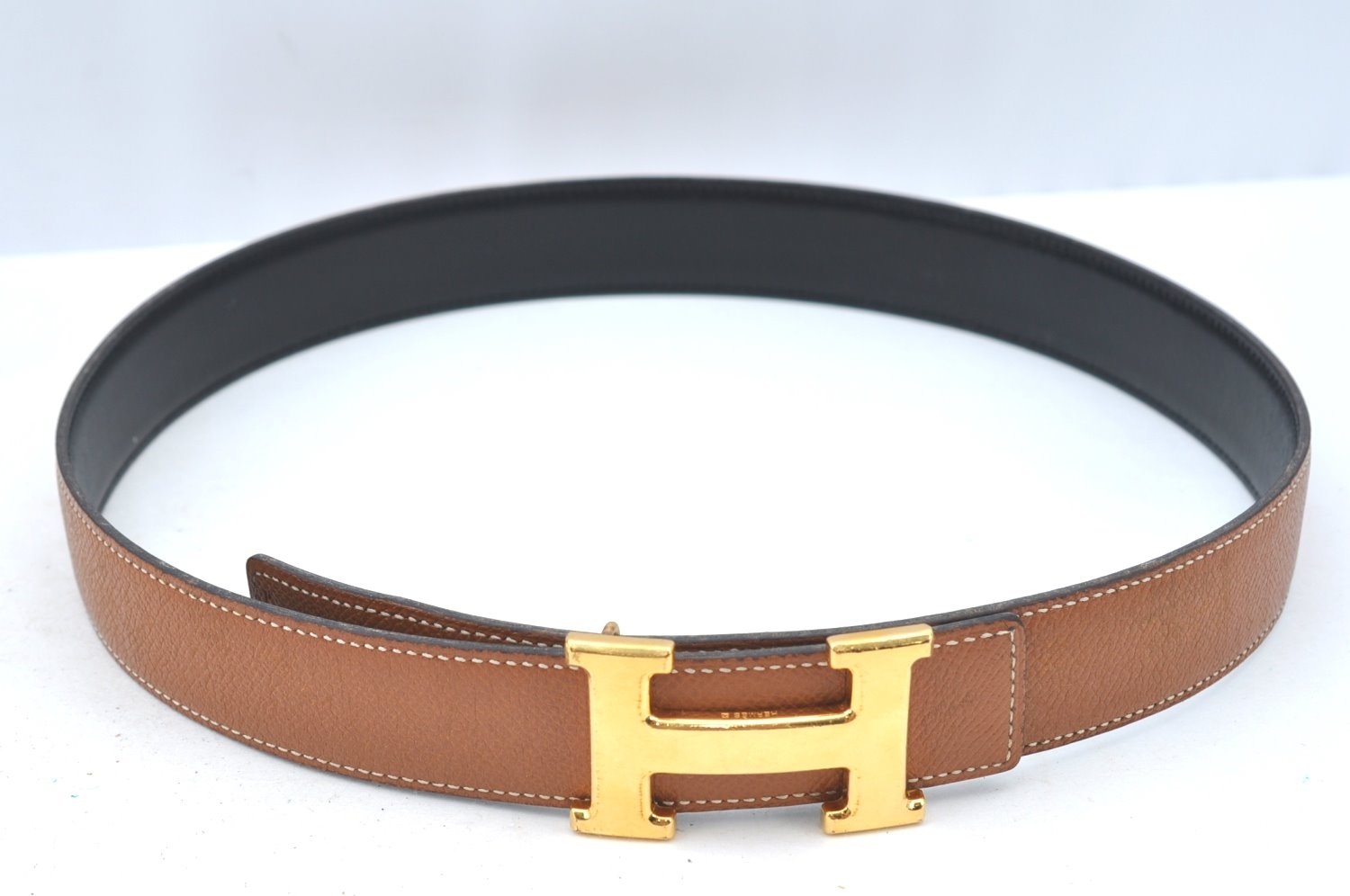 Authentic HERMES Constance Leather Belt Size 75cm 29.5