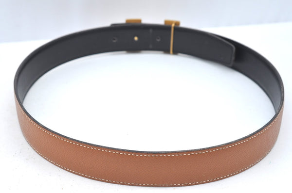 Authentic HERMES Constance Leather Belt Size 75cm 29.5" Black Brown K5537