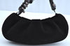 Auth Ferragamo Gancini Suede Leather Beads Shoulder Hand Bag Purse Black K5540