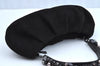 Auth Ferragamo Gancini Suede Leather Beads Shoulder Hand Bag Purse Black K5540