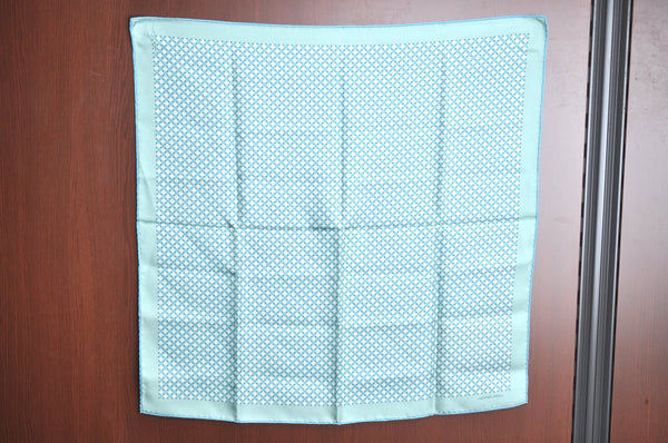 Authentic HERMES Carre 65 Scarf Rhombus Square Motif Silk Light Blue K5545