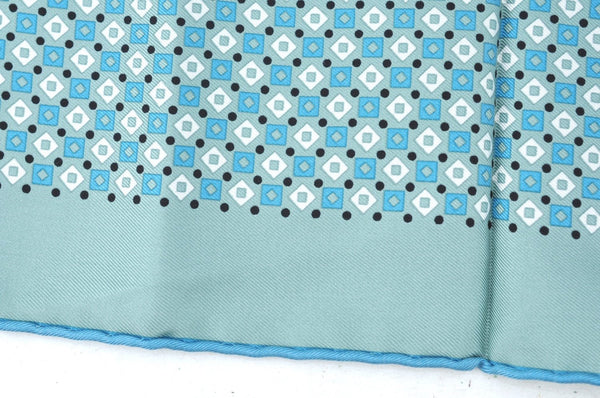 Authentic HERMES Carre 65 Scarf Rhombus Square Motif Silk Light Blue K5545