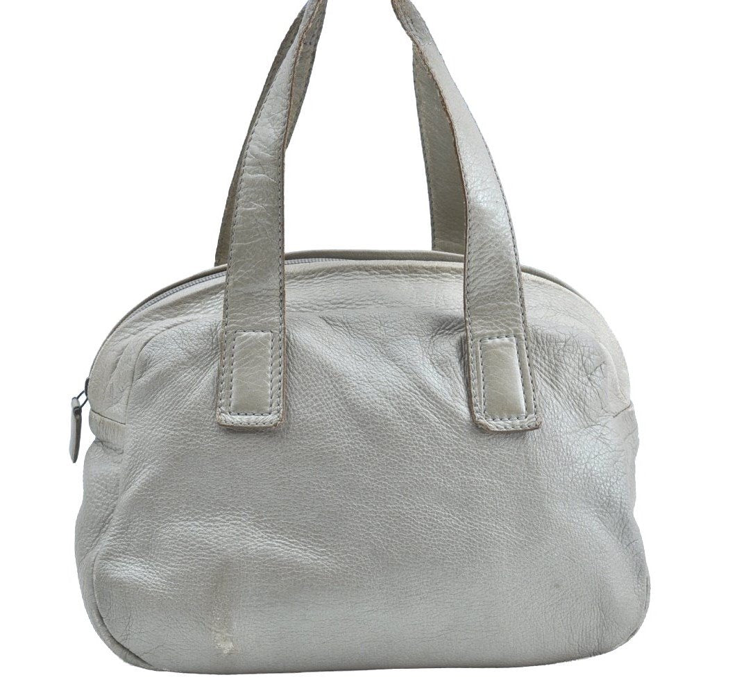 Authentic BOTTEGA VENETA Leather Shoulder Hand Bag Purse Silver K5555