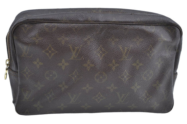 Auth Louis Vuitton Monogram Trousse Toilette 28 Clutch Hand Bag M47522 LV K5558