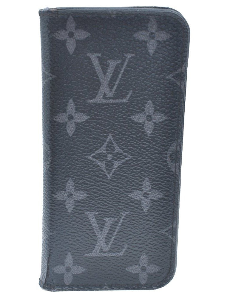 Authentic Louis Vuitton Monogram Eclipse Folio iPhone 7 8 Case M62640 LV K5578