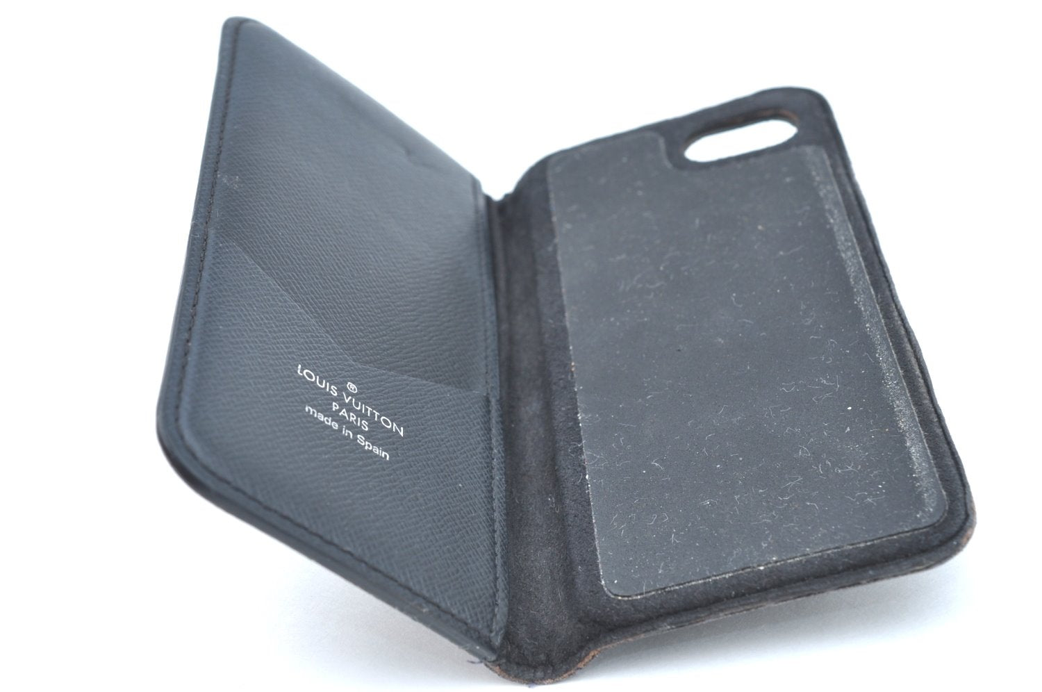 Authentic Louis Vuitton Monogram Eclipse Folio iPhone 7 8 Case M62640 LV K5578