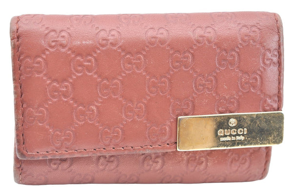 Authentic GUCCI Micro GG Guccissima Leather Key Case 268833 Pink K5583